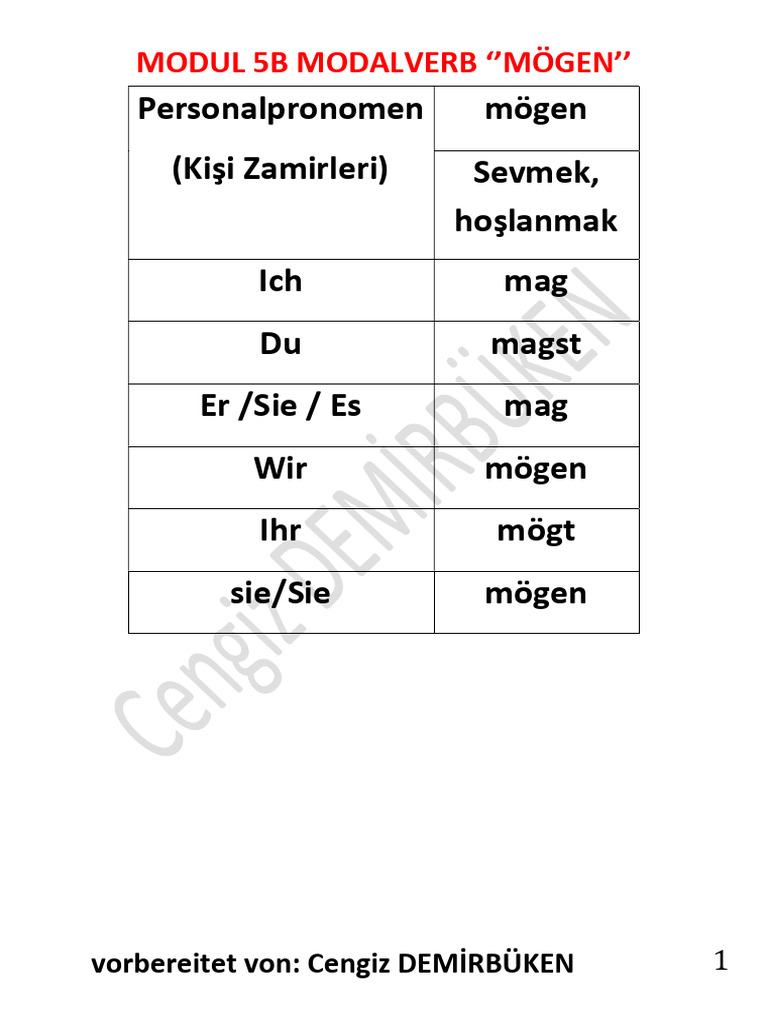 Modul 5B Modalverb Mögen | PDF