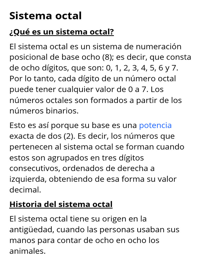 Sistema Octal PDF Decimal Matemática Elemental