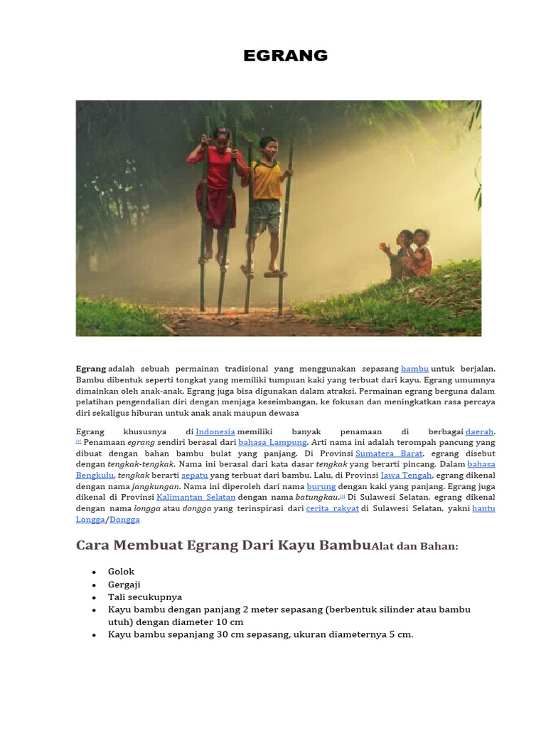 Panduan Lengkap Permainan Egrang | PDF