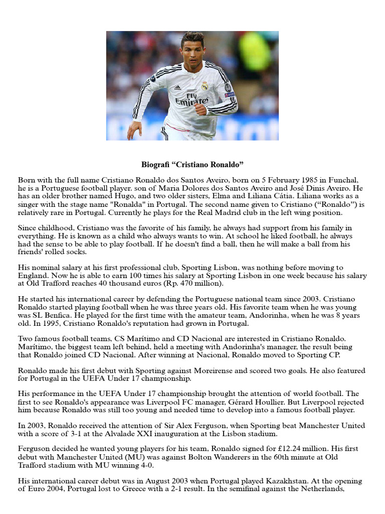Cristiano Ronaldo: A Biographical Overview | PDF | Manchester United F ...