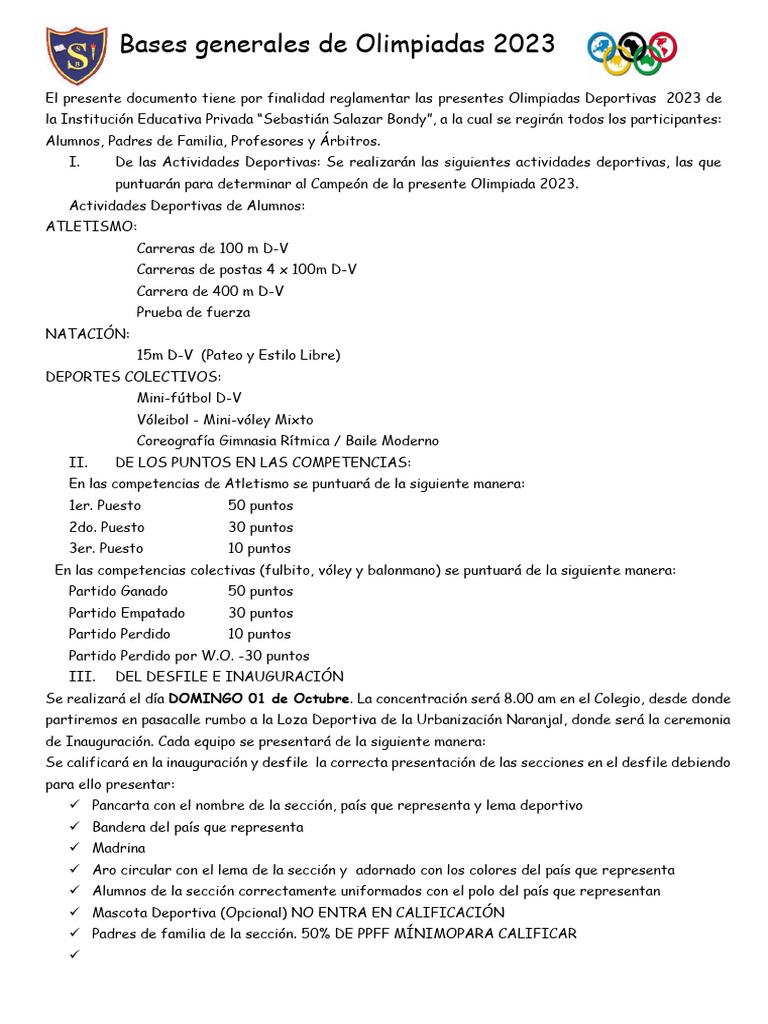 Bases de Olimpiadas 2023 | PDF | Vóleibol | Deportes olímpicos