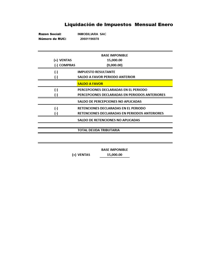 Liquidacion de Impuesto Mensual IGV - RENTA | PDF | Impuestos ...