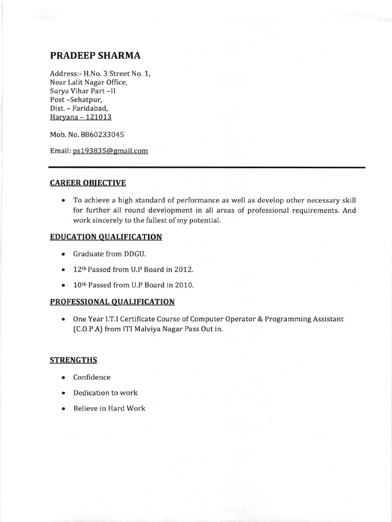 Pradeep Sharma - Resume and Profile | PDF