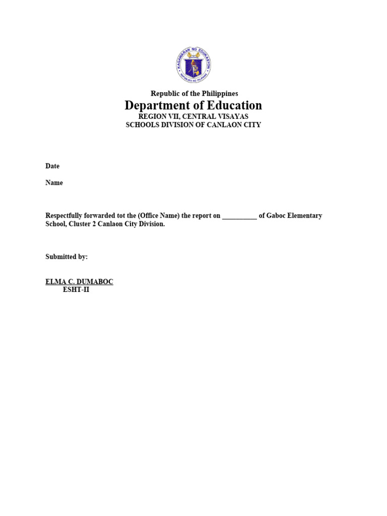 Gaboc Elementary School Report Forwarded | PDF | Social Science