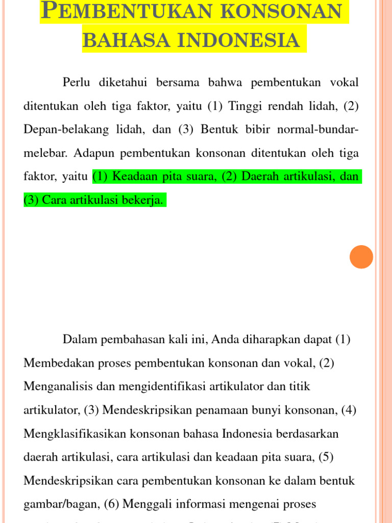 Pembentukan Konsonan Bahasa Indonesia | PDF