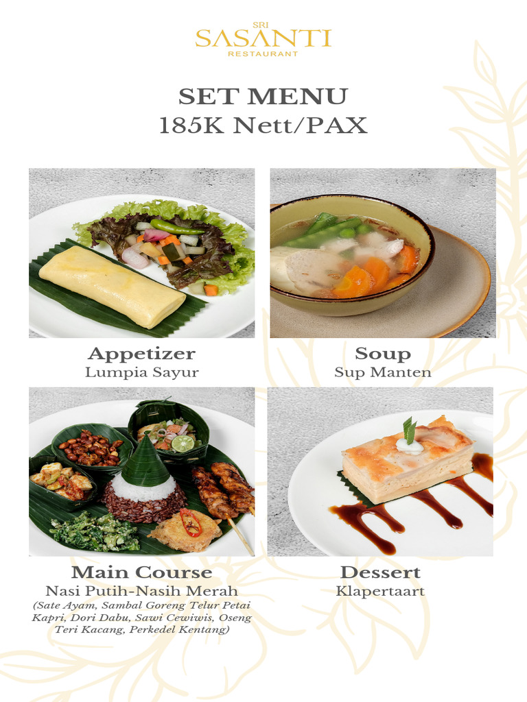 Contoh Set Menu Makanan Indonesia | PDF