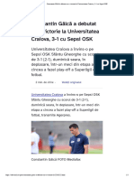 Constantin Gâlcă A Debutat Cu o Victorie La Universitatea Craiova, 3-1 Cu Sepsi OSK