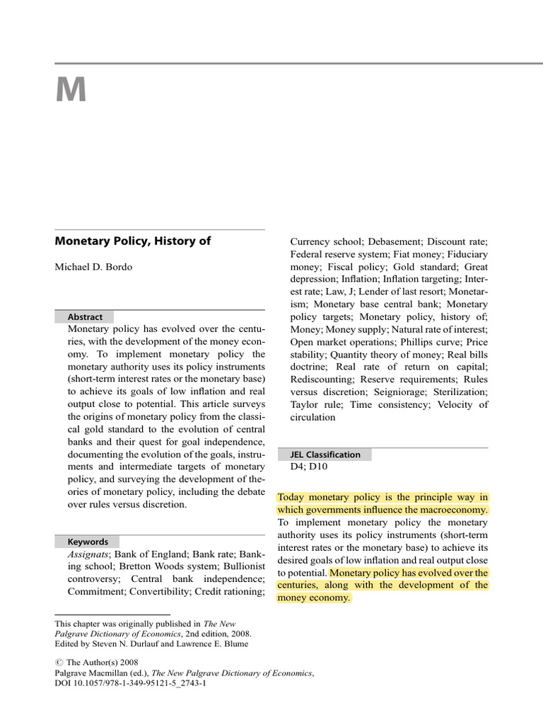 Evolution of Monetary Policy History | PDF | Inflation | Monetary Policy