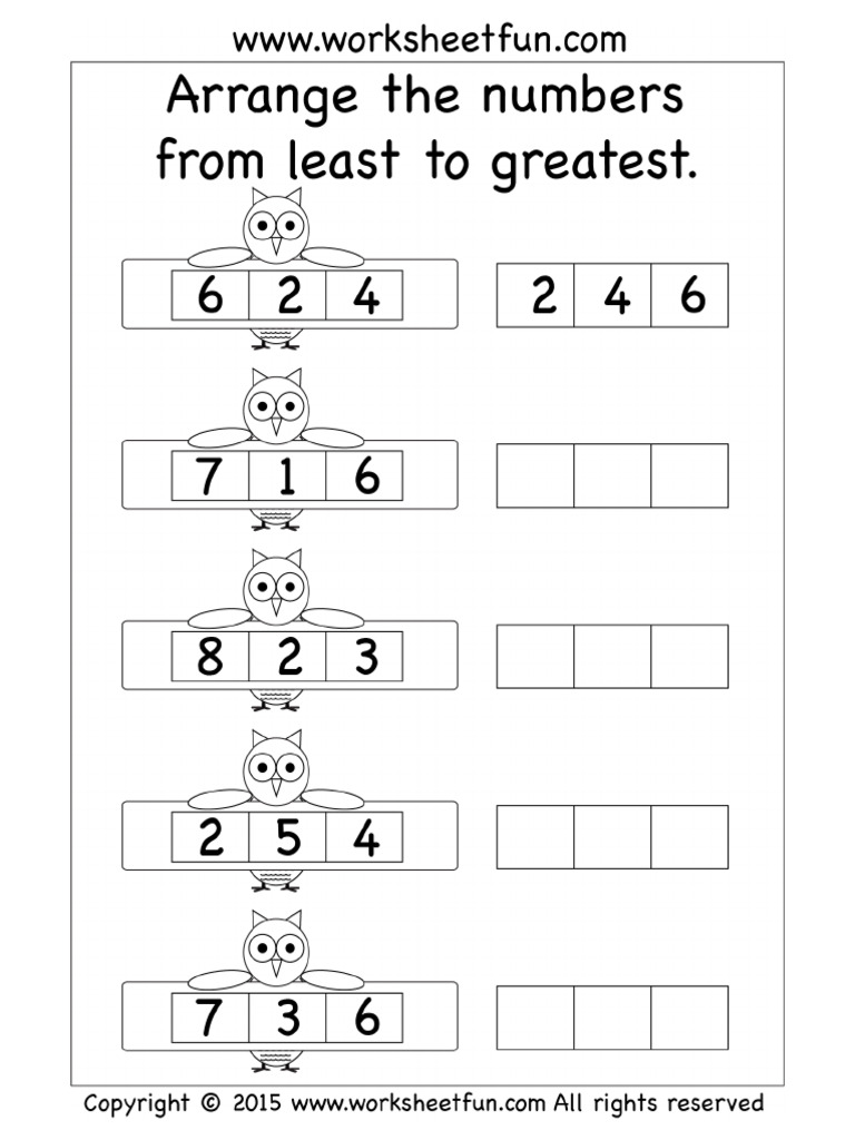 Arrange From Least To Greatest Worksheet | PDF
