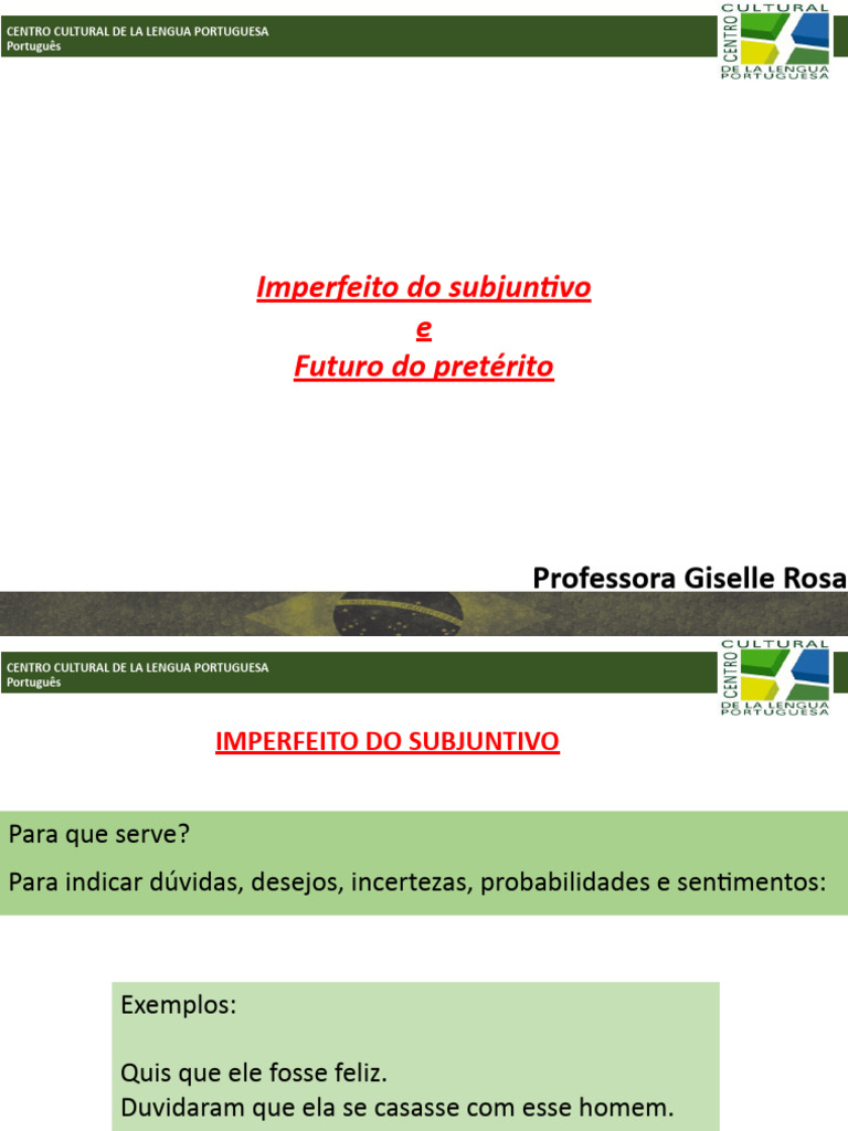 Imperfeito Do Subjuntivo e Futuro Do Preterito | PDF | Linguística