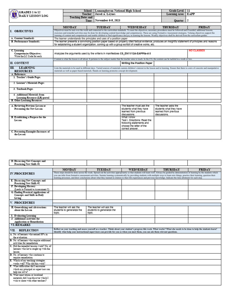 EAPP - Week 6 | PDF | Learning | Teachers