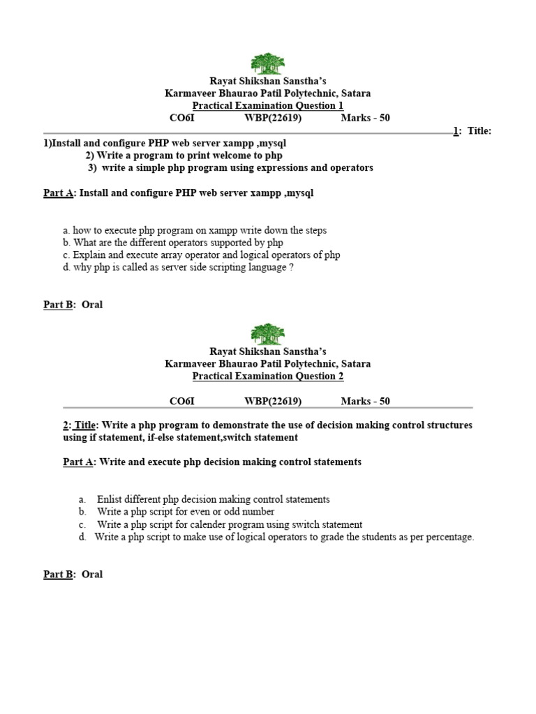 Orignal Test Papers of PHP | PDF | Php | Inheritance (Object Oriented ...
