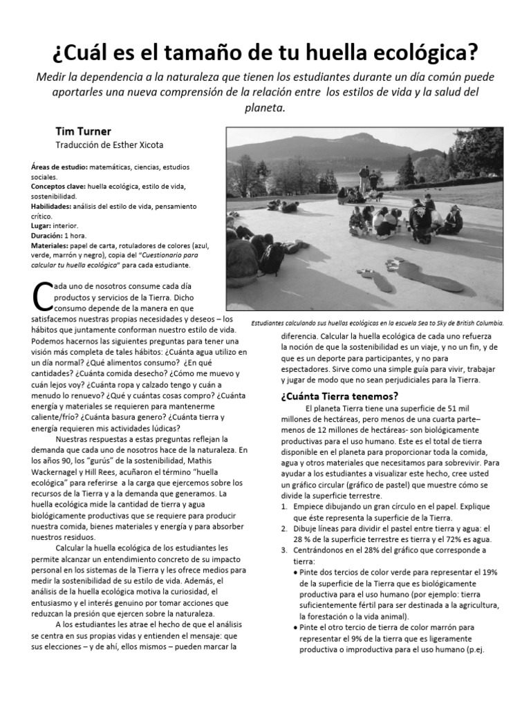 Calculando tu huella ecológica personal | PDF | Tierra | Agua