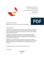 1452, Sto. Dgo.: A Todos Los: Trabajadores/as. Asunto: Cambio en El Horario de Trabajo para El Mes de Marzo