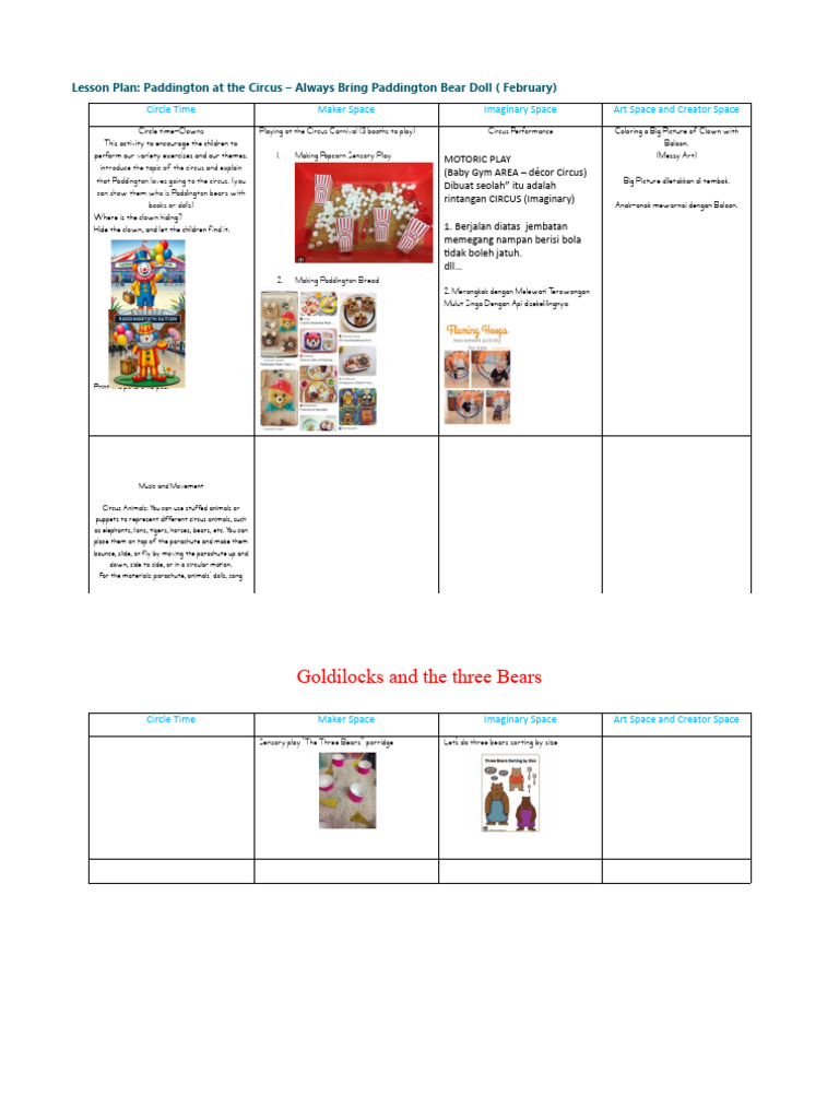 Paddington Bear Circus Lesson Plan | PDF | Circus | Performing Arts