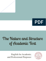 Nature and Structures of Academic Text