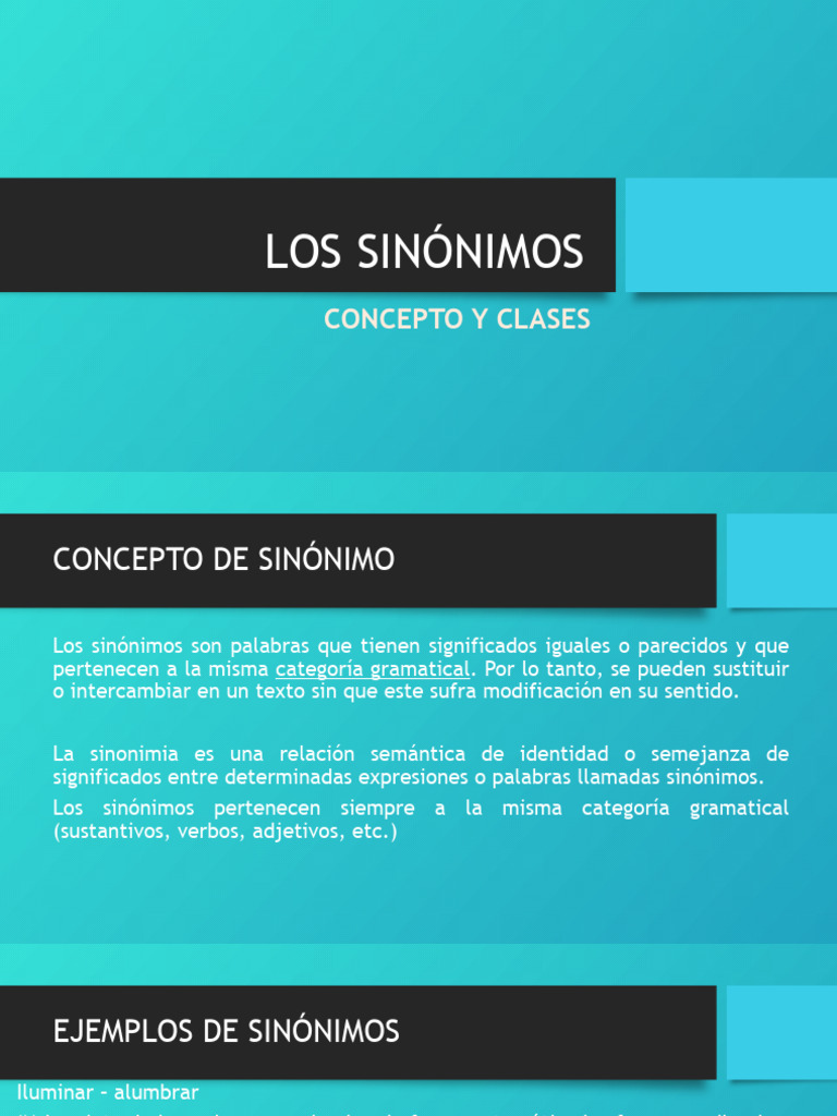 SEMANA 1 LOS SINÓNIMOS CONCEPTO CLASES | PDF