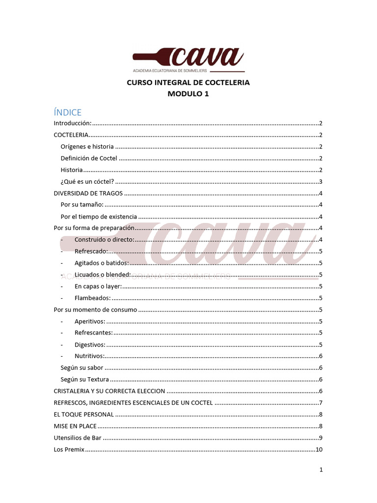Modulo Cava 1 | PDF | Cócteles | Bebida