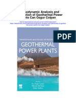 Thermodynamic Analysis and Optimization of Geothermal Power Plants Can Ozgur Colpan Full Chapter