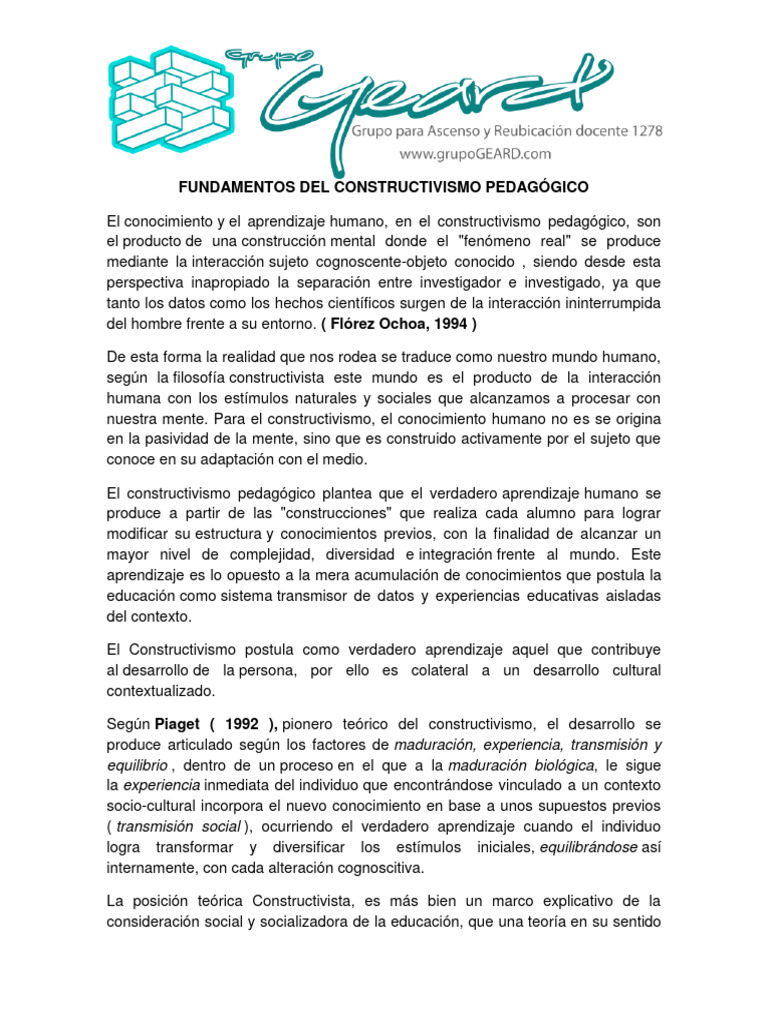 FUNDAMENTOS DEL CONSTRUCTIVISMO PEDAGÓGICOde La 111 A La 120 | PDF ...