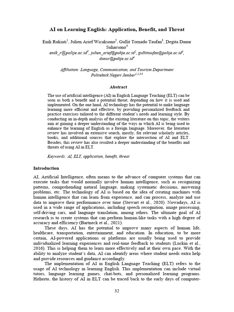 AI in English Language Teaching: Pros and Cons | PDF | Artificial ...