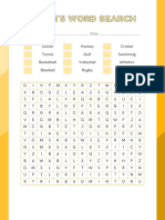 Yellow and White Colorful Sports Word Search A4 Worksheet