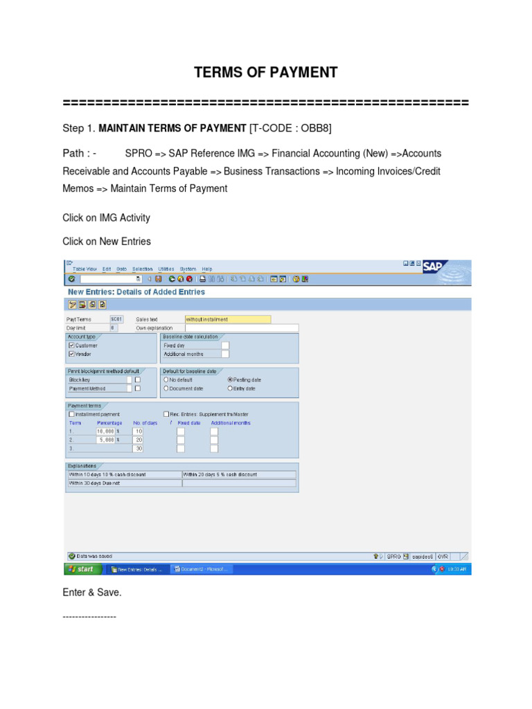 SAP Payment Terms Configuration Guide | PDF | Accounts Payable | Payments