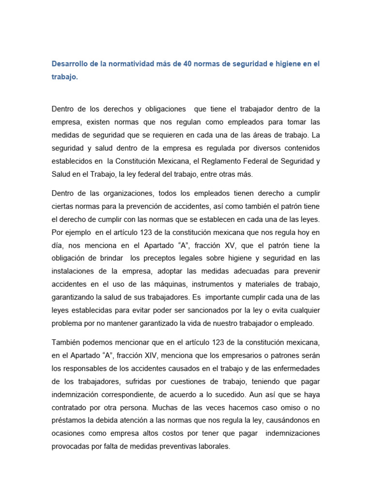 Normas de Seguridad e Higiene Laboral | PDF | Valores | México