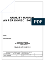 Quality Manual AS PER ISO/IEC 17025: 2017: Release Authorization