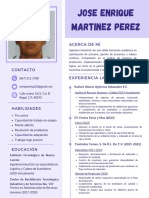 Currículum Vitae CV de Mercadotecnia Simple Morado