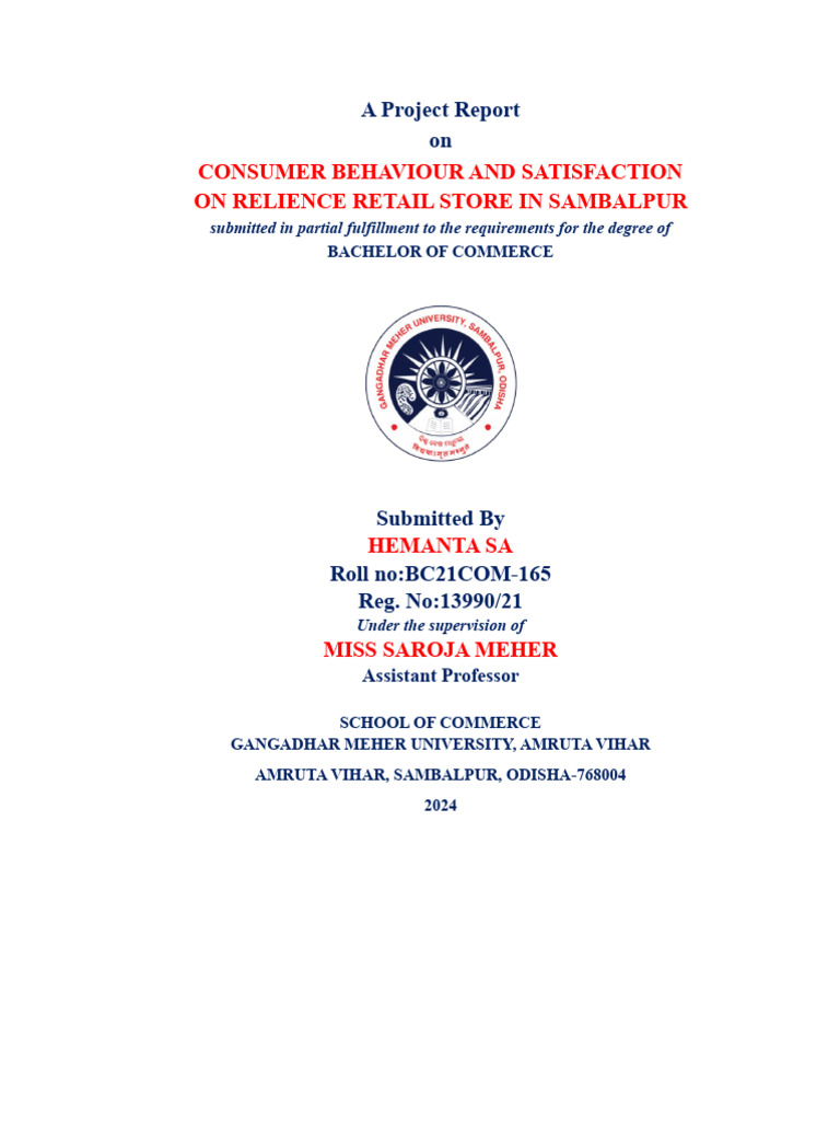 Consumer Behavior at Reliance Retail | PDF | Marketing | Retail