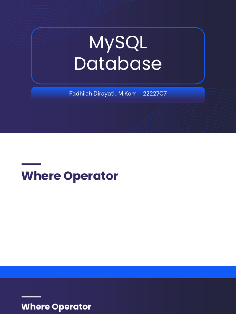 Panduan Operator WHERE di MySQL | PDF | Bisnis | Teknologi & Rekayasa