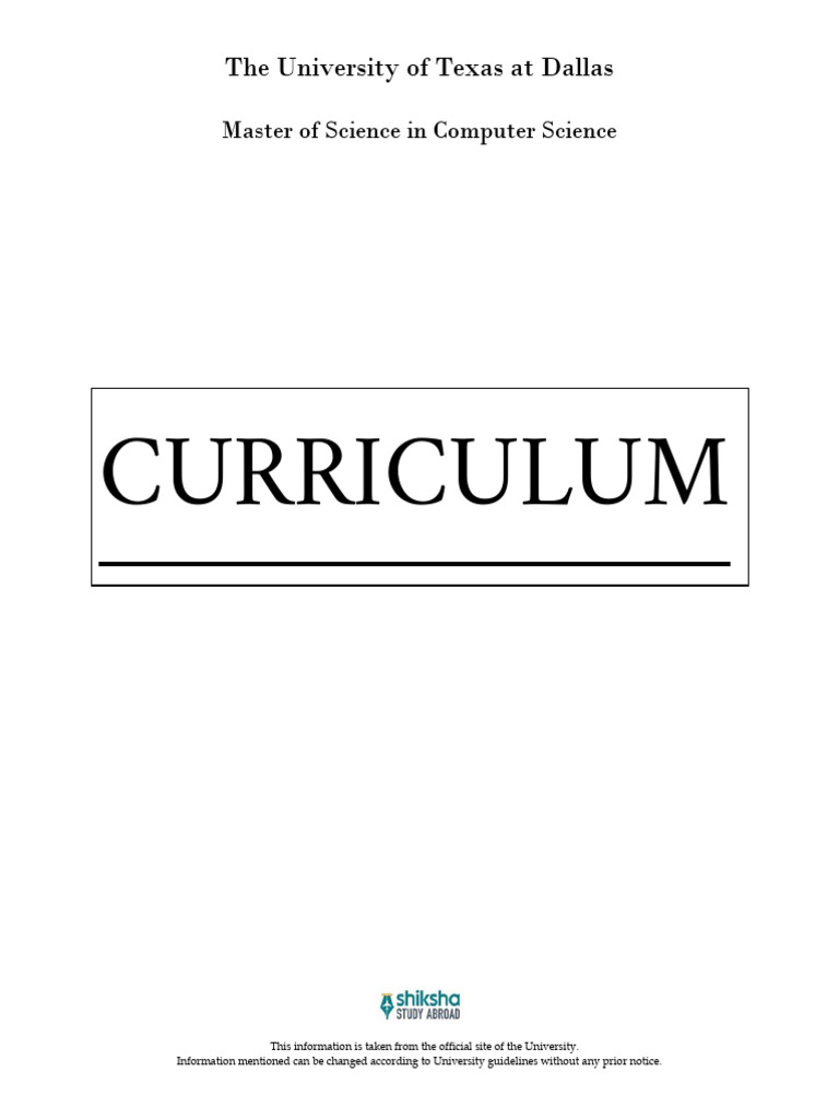 UTD MS in Computer Science Curriculum | PDF | Computer Science ...