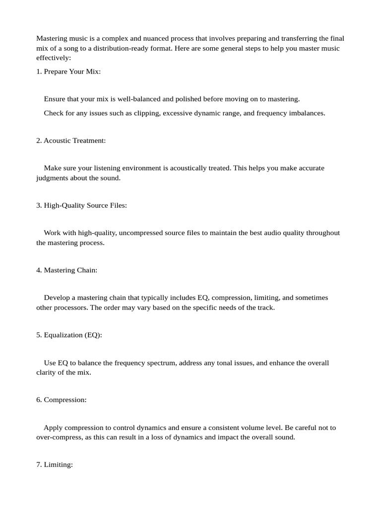 Mastering Music Pdf Equalization Audio Sound