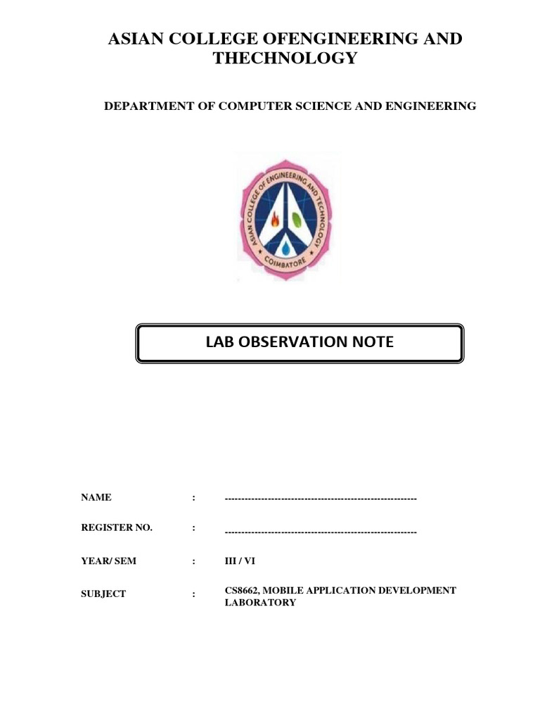 CS8662 Mad Lab | PDF | Android (Operating System) | Application Software