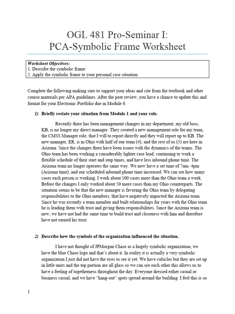 5 Symbolic Frame Worksheet | PDF | Social Psychology | Psychology