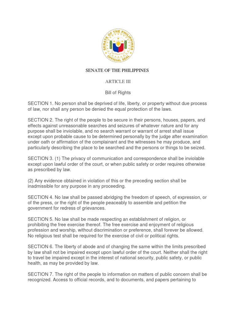 Philippine Bill of Rights | PDF | Search And Seizure | Search Warrant