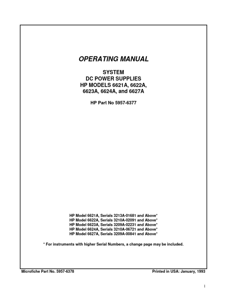 HP DC Power Supplies Operating Manual | PDF | Fuse (Electrical ...