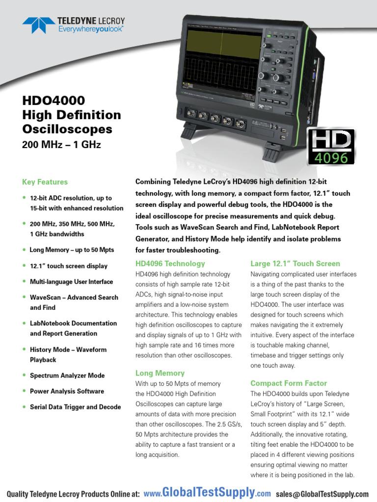 HDO4000 High Definition Oscilloscope | PDF | Analog To Digital ...