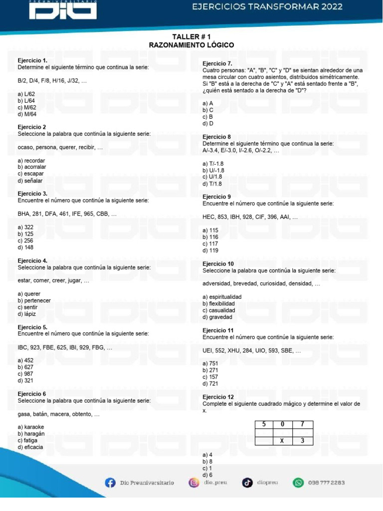 Ejercicios de Razonamiento Lógico | PDF