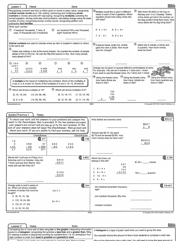 Excel Math 6TH Grade | PDF