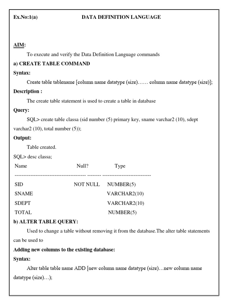 CS3481 DBMS Lab Manual Download Free PDF Pl/Sql Table (Database)