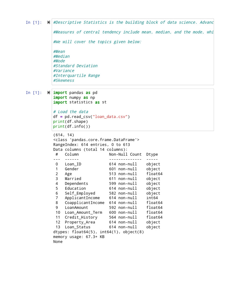 Loan Data Analysis with Statistics | PDF | Mean | Sampling (Statistics)