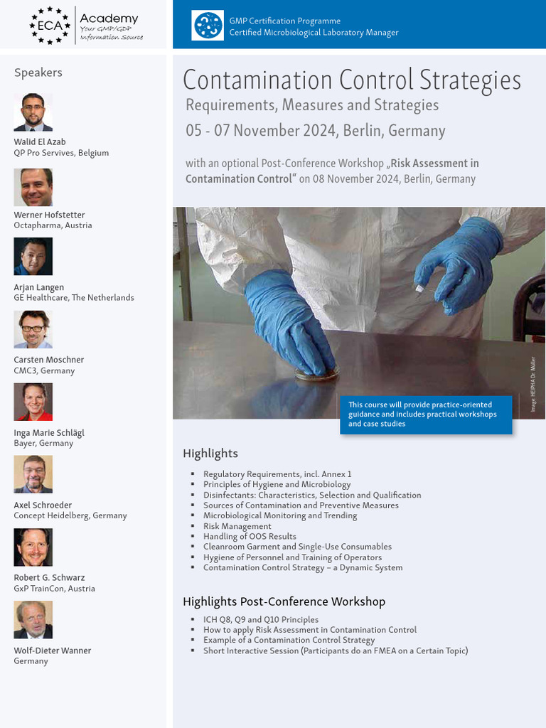 ECA Contamination Control Strategies | PDF | Risk Management | Disinfectant