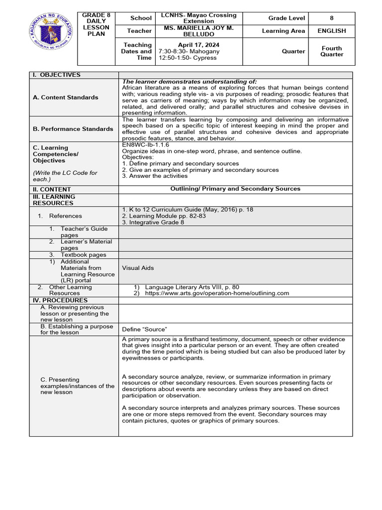 Secondary Primary 3 | PDF | Primary Sources | Learning