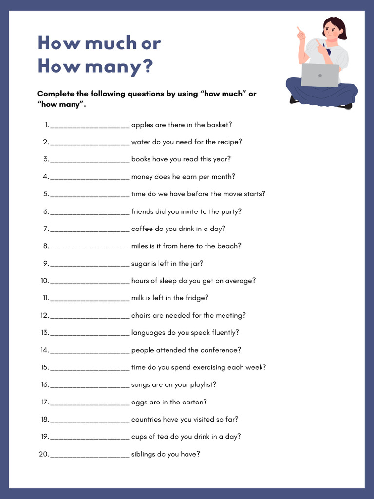 Quantity Questions Worksheet | PDF | Career & Growth | Games & Activities