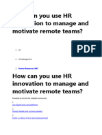 How Can You Use HR Innovation To Manage and Motivate Remote Teams