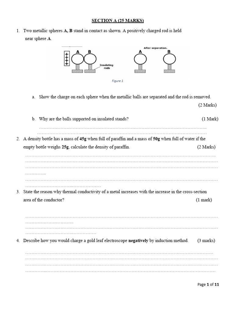 Form 2 Physics Term 3 Exam Questions | PDF | Pressure | Applied And ...