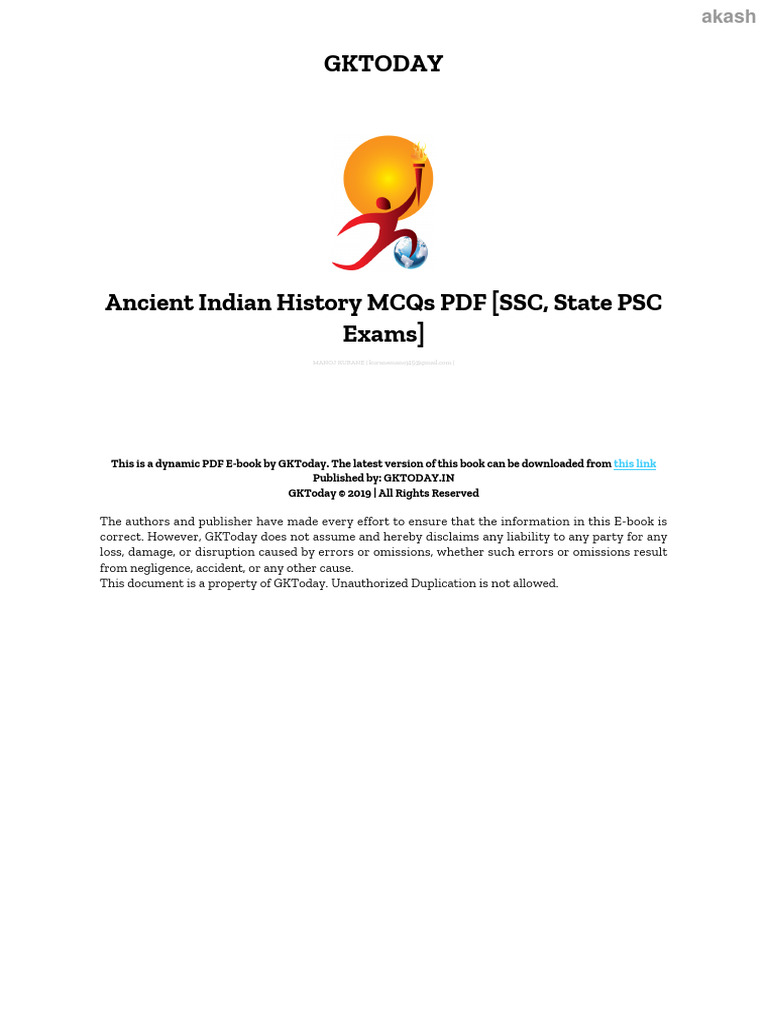 Ancient Indian History MCQs PDF | PDF | Stone Age | Archaeology
