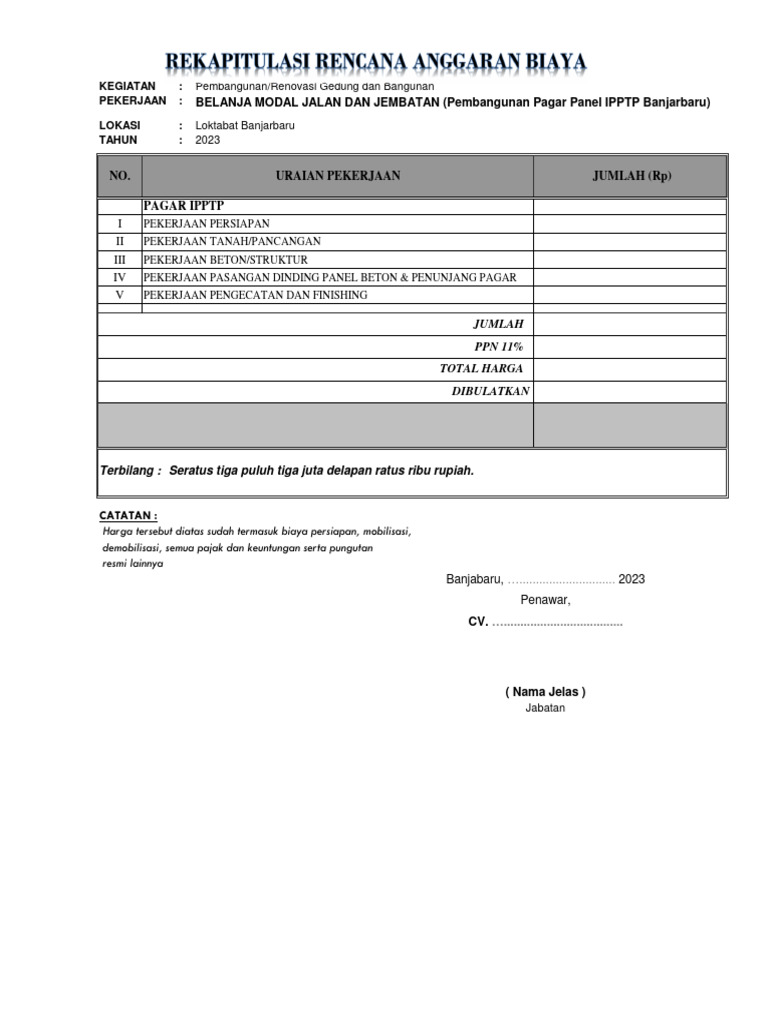 Spesifikasi Pagar Panel Beton 2023 | PDF